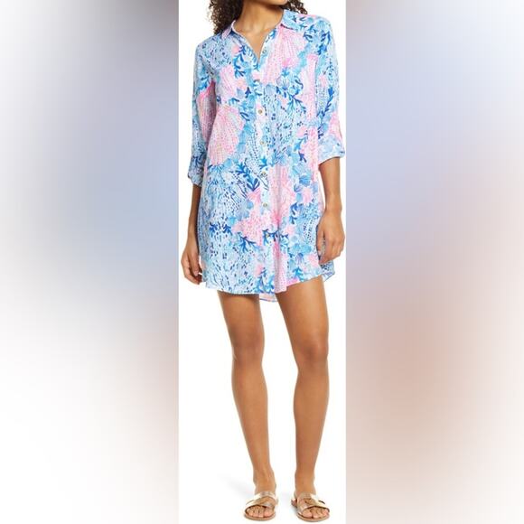 Lilly Pulitzer Natalie Shirtdress Cover Up in Sway with Me XXS - Picture 2 of 11